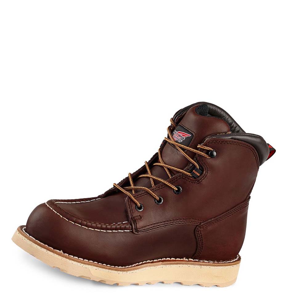 Red Wing Traction Tred 6-inch Safety Toe Men's Waterproof Boots Burgundy | ZA 381CTV